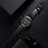 ONOLA big dial Automatic mechanical watch male all black waterproof wristwatch casual sport Genuine Leather cool watch man 2019