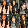 Brazilian Body Wave Glueless Lace Front Human Hair Wigs för svarta Kvinnor Pre Plocked With Natural Hairline Baby Hair 150% Täthet