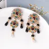 Fashion-vintage simulerade pärlor örhängen för kvinnor kristall uttalande dangle droppe örhänge handgjorda smycken tillbehör