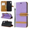 Dżinsowe Jeans Canvas Card Walllet Flip Leather Cover Case dla Samsung A20E A10 A40 A50 M30 M50 M10 S10 S10E S10 Plus A7 A6 2018 Plus