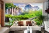 Aangepaste behang 3d landschap waterval tuin landschap woonkamer slaapkamer achtergrond wanddecoratie muurschildering behang