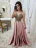 Sexy V Neck Pink Borgogna Burgundy Red Navy Blu Dresses Long 2020 Appliques in perline Abito riflettente Abiti da sera a fessura da sera3447300