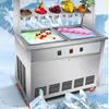 CE Tam Paslanmaz Çelik Bir Tava Düz Kızarmış Dondurma Makinesi Buz Tavası Makinesi Kızartma Dondurma Rulo Pan Makinesi Kızarmış Yoğurt