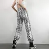 Nieuw design slangenhuidpatroon voor dames, elastische taille, losse balkvoet-sweatbroek, sport-casual dansbroek SML