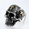 Gros- Acier Gothique Hommes Bague Bijoux Hip Hop Punk Crâne Vintage Goth Anneaux Mâle Accessoires Bijoux Anillos Hombre