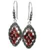 Fashion-Genuino 925 Plata Rojo Arte de Cristal Estilo Pendientes 2 "