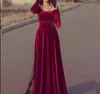 New Arrival Long sleeves scoop velet Evening Dresses abendkleider 2019 Dubai Arabic long dresses Party gowns Abiye formal Prom dress