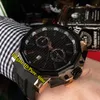 新しい48mmアドミラルのカップAC-ONE A116 / 02597ブラックダイヤルクォーツクロノグラフメンズウォッチローズゴールドケースブラックベゼルラバーストラップ腕時計PURE_TIME