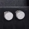 Or et argent couleur Micro Pave CZ vis retour boucles d'oreilles pour les femmes bijoux de fête de mariage