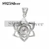 Flower Pendant with Six Heart 925 Sterling Silver Blanks Zircon DIY Pearl Semi Mount 5 Pieces