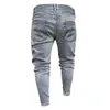 Mens jeans magro cabido grande buraco calças lápis novo estilo alto elástico verão rua hip hop vento urbano calças casuais