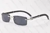 Wholesale-France Brand Wood Sunglasses Vintage Black Brown Clear Lens Designer Rimless Buffalo Horn Glass Bamboo Sunglasses Lunettes
