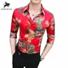 Yaz Gömlek Erkek Moda İnce Fit Elbise Gömlek Erkek Yarım Kollu Baskı Saç Stilist İş Gömlek Adam Yeni Desen Smokin Erkekler