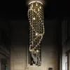 Lampadari moderni a goccia di cristallo Lampadari a LED Cystal lunga scala Lampadario Lampade per scale Lampadari Lampada a sospensione di lusso