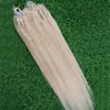 Micro Loop Human Hair Extensions Rak 100g Micro Loop Ring Hair Highlight Färg Remy Pre Bonded Hair Extension