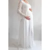 Empire Beautiful Lace Maternity Wedding Dresses Flare Sleeves Scoop Neckline Pregnant Bridal Gowns High Waist Chiffon Vestidos AL