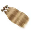 Kisshair 3 Human Hair Bundles Kolor #8 Ash Blond Brazilian Remy Double Weft Hair Extension Sily Prosty 95G/PC