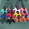 EUBFREE 10pcs PU 가죽 말 Keychain 동물 키 체인 여성 가방 배낭 핸드백 술 키 체인 매력 펜던트 액세서리