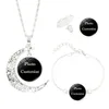 Personnalisé Sur Mesure Photo Médaillons bijoux Ensemble En Verre Cabochon Pendentif Lune Collier stud Dangle Boucles D'oreilles Bracelet Bracelet Cadeau De Mode