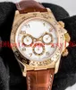 Luxury Men's Casual Watch 16518 40mm 18K Yellow Gold White Arabic Dial Leather Strap No Chronograph Asia 2813 Movement Automa296J
