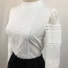 Womens Blouses Tops Slim Bottoming Long Sleeve White Shirt Women Lace Blouse Woman Blusas Female Hollow Out Plus Size 5xl MX190714