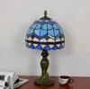 Witraż Tiffany Lampa Stołowa Śródziemnomorska Nowoczesna Niebieska Prosta Dekoracyjna Lampa Do Salonu Sypialnia Desk Light Oprawa