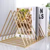 Simplicity Triangle Bookend Organizer Magazine Rack Mountain Design Durable Metal Wire Desktop File Sorter Bookshelf Holder for Home Office