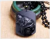 Obsidian Wolf Head Necklace Pendant Carved Stone Wolf Totems Lucky Amulet Beads Necklaces For Women Men Cool Jewelry2108279