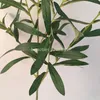 6pcs Artificial Vivid Olive Plants Branch Green Leaves 4 Branches Greenery Home Decor Plants Wreath Total Length 77cm