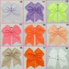 8 Inch Large Plain Solid Cheerleading Ribbon Bows Grosgrain Cheer Bows Tie kids Elastic Band Girls Rubber Hair Band Hair Accessori7455914