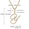 New personalized Cubic Zirconia A-Z Initial Letter Custom Name Pendant Necklace Iced Out 1Gold Plated Hip hop DIY Jewelry for Men Women