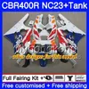 + Tank för Honda CBR400 RR NC23 CBR400RR 88 89 90 91 92 93 266HM.2 NC29 CBR 400 RR 400RR MOVISTAR BLUE 1988 1989 1990 1991 1992 1993 FAIRING