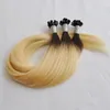Bw bw ombre cor u unha dica prebunded fusion extensões de cabelo 100strandos muito ceratina pau brasileiro preto marrom cor