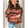 2020 mode trend vrouwen herfst lente nieuwe warme lange mouw trui losse gebreide streep eenvoudige casual trui sexy jumper tops