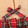 Julgran kjolar bowknot lapptäcke hemplatta röda gitter linnprydnadsfestival leveranser dekoration varm försäljning 26 5zt hh