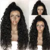 Lockiga peruker för svarta kvinnor spets fram peruker med baby hår lång djup våg peruk mänsklig 180% hög densitet 24 "