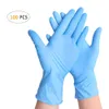 100 pz/scatola gomma nitrilica confortevole monouso guanti in nitrile guanti da esame guanti senza polvere blu chiaro