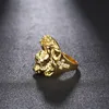 24K Gold Hip Hop Bling Bling Crystal Cross Jezus kawałek opaski na głowę Pierścienie Wysokiej jakości moda urok punkowy biżuteria akcesoria