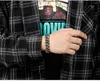 Vintage Blumenmuster Schädel Kopf Kette Armbänder Hiphop Edelstahl Biker Curb Cuban Link Armband für Männer Heavy Punk Armreif Schmuck