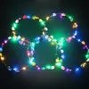 Flashing LED Hairbands Strings Glow Kwiat Korona Opaski Light Party Rave Floral Włosy Garland Luminous Dekoracyjny wieniec