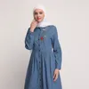 Denim Kaftan Abaya Dubai Islam Cardigan Hijab Vestido Muçulmano Abayas para Mulheres Catar Uae Omã Cafa Robe Turco Vestuário Islâmico