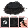 Afro Kinky Curly Hair Bun Wrap Drawstring High Puff Ponytail Short Updo for Natural Hair With 2 Clips #4