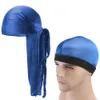 Turbante transpirable de satén largo Durag Unisex, sombrero de pirata de trapo Du para hombres, Hip Hop Durags 2 unids/lote