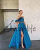 Linia Długa Prom Party Dresses Feather Bez Ramiączek Side Slits Sexy Formalne Suknie Wieczorowe 2020 Robe de Soiree