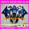 Corpo de injeção para SUZUKI GSXR-1000 GSXR1000 03 04 Carroçaria 10HM.0 GSX-R1000 GSX R1000 03 04 K3 GSXR 1000 2003 2004 Fábrica de revestimentos azul quente