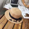 New Summer Sun Hats Women Fashion Girl Straw Hat Ribbon Bow Beach Hat Casual Straw Flat Top Panama Bone Feminino3196