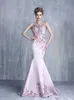 2019 New Tony Chaaya Jewel Neck Evening Dresses Sleeveless Lace Applique Beads Party Gowns Mermaid Floor Length Prom Dress