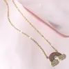 Kvinnor Rhinestoone Rainbow Pendant Halsband Bling Bling Rainbow Chain Necklace Gift för Kärlek Högkvalitativa Smycken