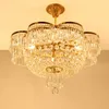 Led Modern 100% Brass Crystal Chandelier Romantic Luxurious French Copper Crystal Chandeliers Lights Fixture Bedroom Home Indoor Lighting