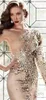 Luxe kristallen jurken avondkleding Zuhair Murad Dubai One Shoulder Rhinestone Formele jurken Lange mouw Gold Prom Dresses Robe de Mariee